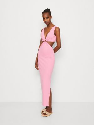 Нейлоновое длинное платье Neon & Nylon розовое