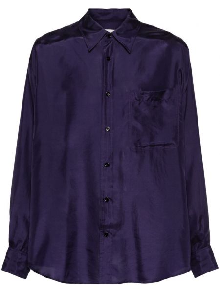 Hodvábna saténová košeľa Lemaire fialová