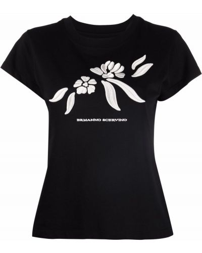 Camiseta con bordado Ermanno Scervino negro