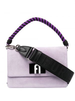 Stripete semsket skinn mini bag Furla lilla