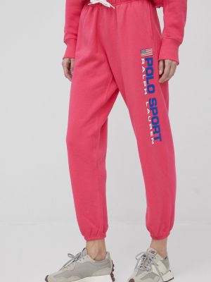 Polo Ralph Lauren nadrág rózsaszín, női, nyomott mintás