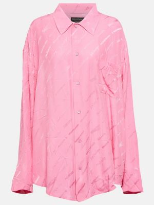 Hedvábná košile Balenciaga růžová