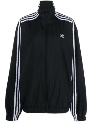 Svītrainas kokvilnas jaka Adidas melns