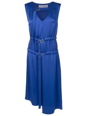Viskózové midi šaty bez rukávů s výstřihem do v Gloria Coelho - modrá