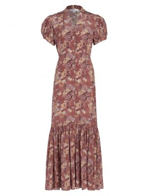 Длинное платье в цветочек с принтом с пышными рукавами Caroline Constas