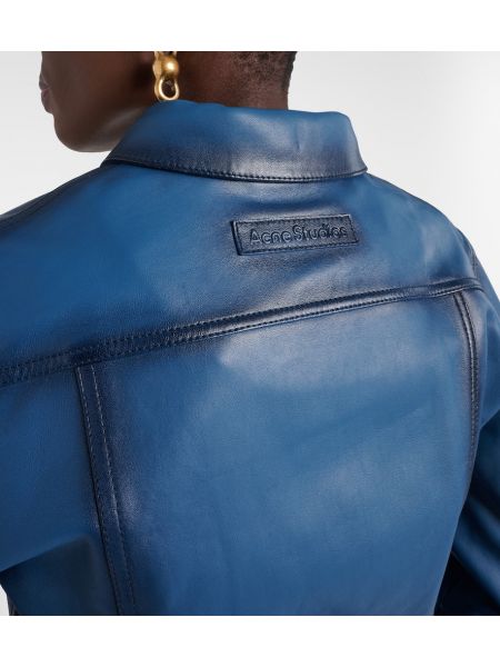 Kožená bunda Acne Studios modrá