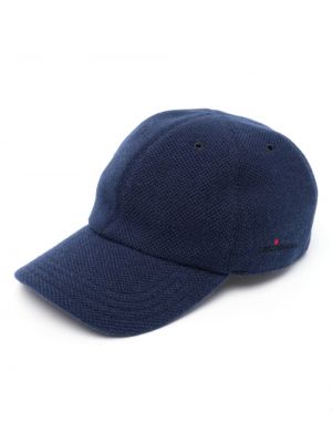 Dzianinowa czapka z daszkiem z kaszmiru Kiton niebieska