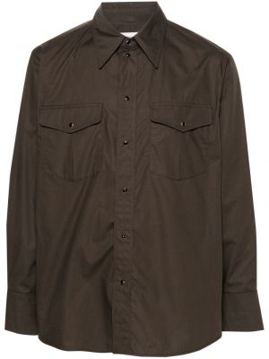Chemise en coton avec manches longues Lemaire marron