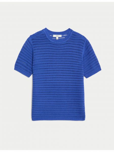 Pletený pletený svetr Marks & Spencer modrý