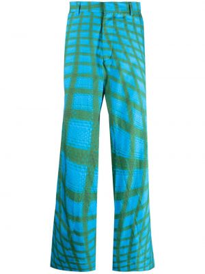 Pantalon droit à imprimé à motifs abstraits Bianca Saunders bleu