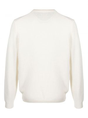Haftowany sweter z okrągłym dekoltem Sun 68 biały