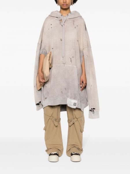 Oversize distressed hoodie mit stickerei Maison Mihara Yasuhiro beige