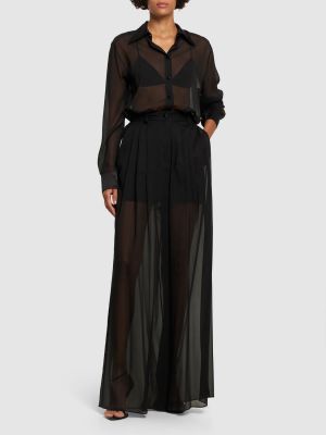 Camisa de seda transparente Dolce & Gabbana negro