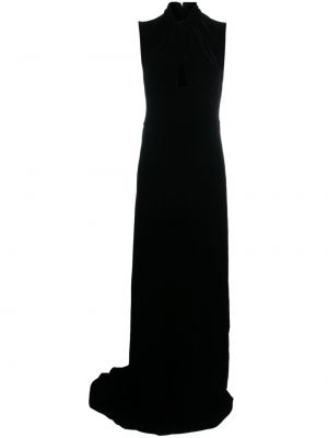 Žametna koktejl obleka iz rebrastega žameta brez rokavov N°21 črna