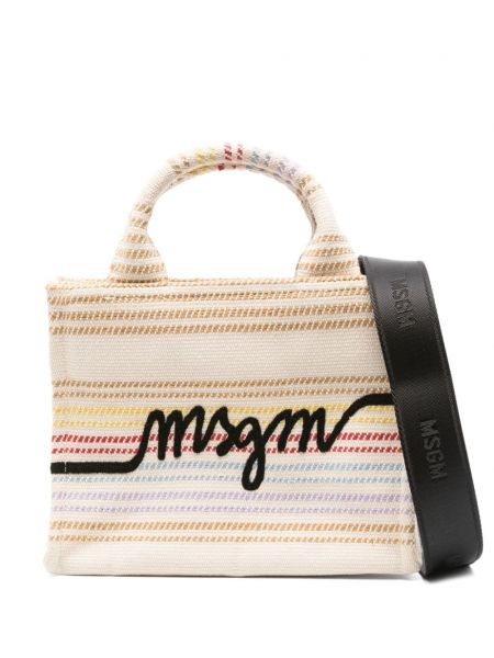 Shopper handtasche mit stickerei Msgm beige