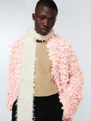 Vlněná bunda z alpaky Dries Van Noten růžová