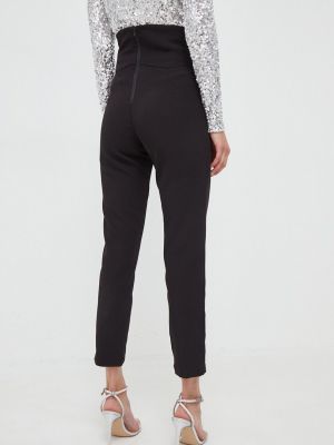 Jednobarevné kalhoty s vysokým pasem Bardot černé