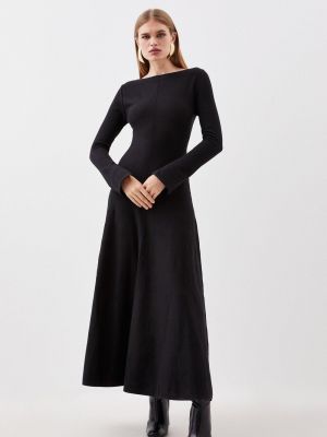 Трикотажное шерстяное платье Karen Millen черное