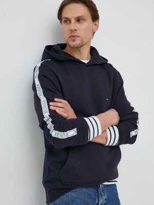 Pamučna hoodie s kapuljačom Tommy Hilfiger plava