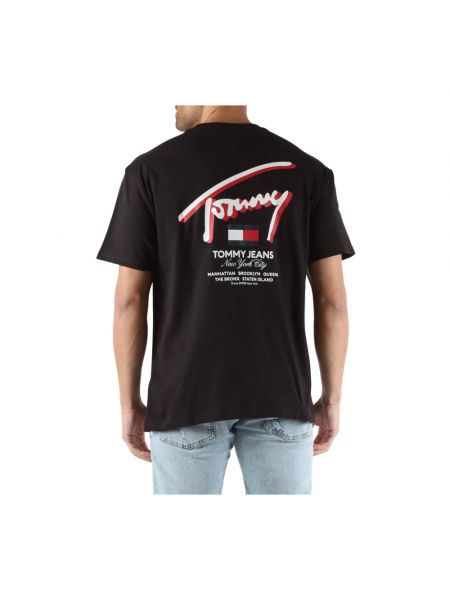 Camiseta de algodón con estampado Tommy Jeans negro