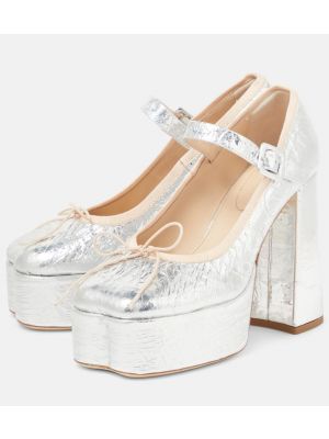 Pantofi cu toc din piele cu platformă Simone Rocha argintiu