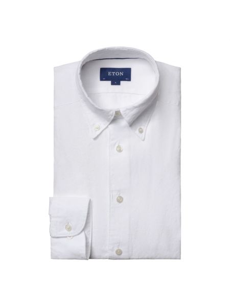 Chemise à boutons slim en plume Eton blanc