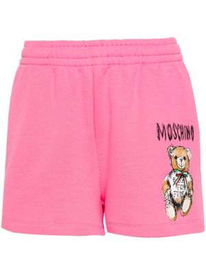 Pamučne kratke hlače s printom Moschino ružičasta