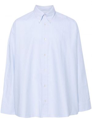 Pérová bavlnená košeľa s golierom s gombíkmi Studio Nicholson modrá
