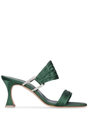 Saténové sandále Manolo Blahnik zelená