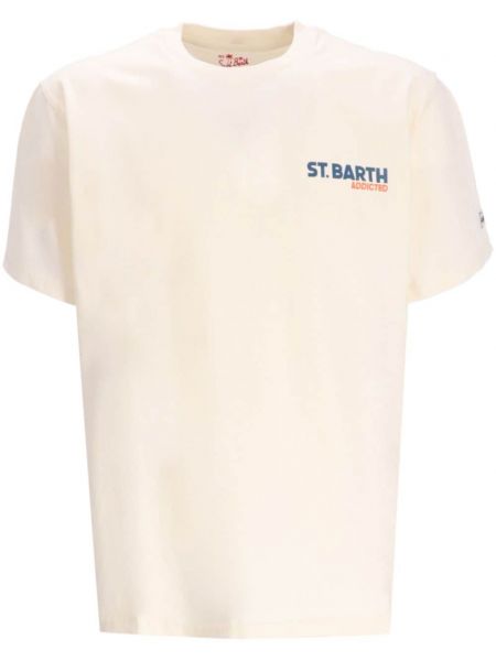 Raštuotas medvilninis marškinėliai Mc2 Saint Barth smėlinė