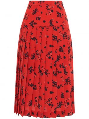 Kvetinová hodvábna sukňa s potlačou Alessandra Rich červená