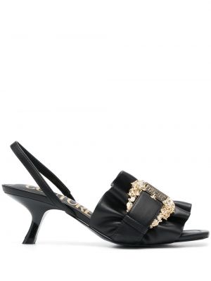 Sandały z falbankami na sprzączkę Versace Jeans Couture