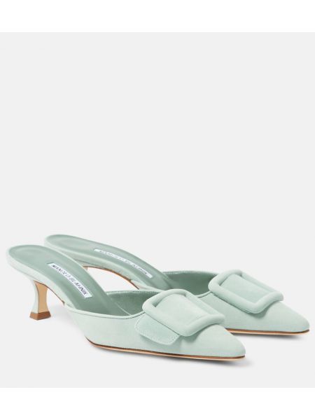 Mocka mules Manolo Blahnik grön