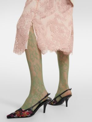 Bavlněné krajkové květinové midi sukně Gucci růžové