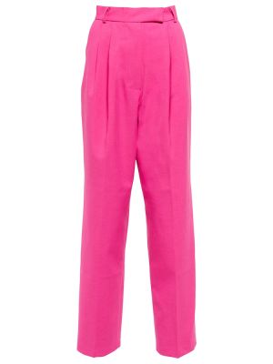 Pantaloni cu picior drept cu talie înaltă The Frankie Shop roz