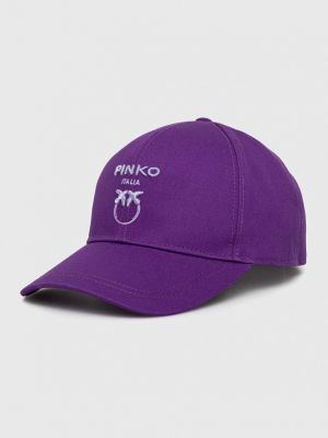 Памучна шапка с козирки с апликация Pinko виолетово