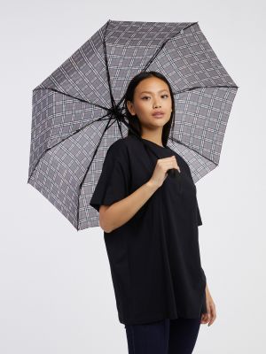 Kostkovaný deštník Camaieu šedý