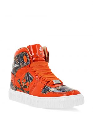 Sneakersy z wzorem paisley Philipp Plein pomarańczowe
