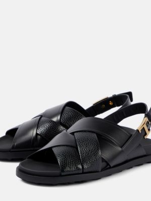 Pletené kožené sandály Tod's černé