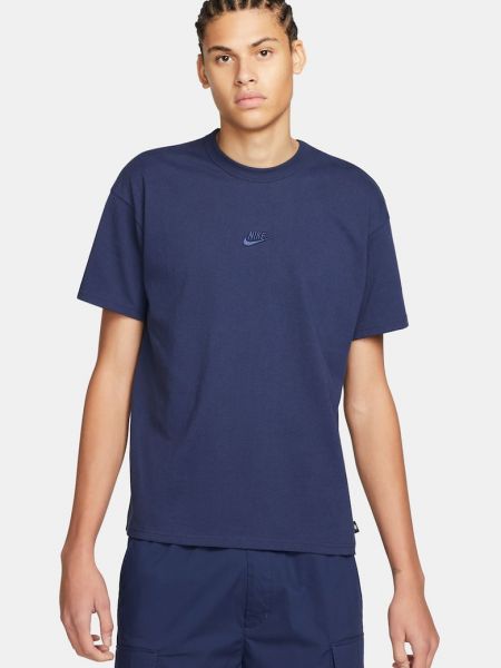 Хлопковое поло свободного кроя для фитнеса Nike синее