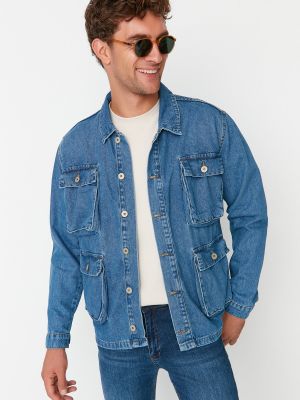 Priliehavá džínsová bunda Trendyol modrá