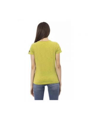 Camiseta de algodón con estampado Trussardi verde