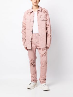 Skinny džíny s oděrkami Rick Owens Drkshdw růžové