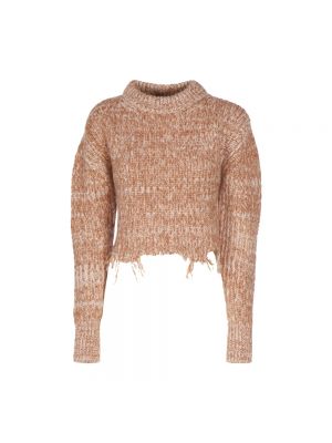 Sweter wełniany z okrągłym dekoltem Stella Mccartney beżowy