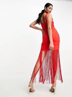 Длинное платье с квадратным вырезом Asos красное