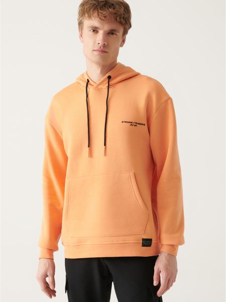 Raštuotas džemperis su gobtuvu oversize Avva oranžinė