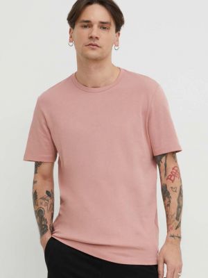 Памучна тениска с дълъг ръкав Hugo розово