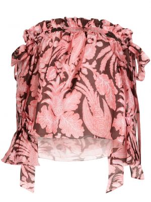Svilena bluza s cvetličnim vzorcem s potiskom Biyan