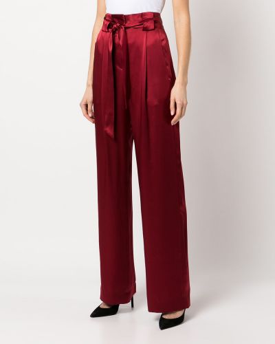 Plisované hedvábné kalhoty Michelle Mason červené