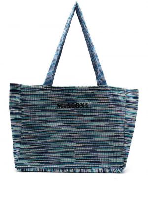 Trykt strikket shoppingbag Missoni blå